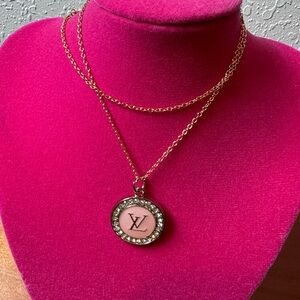 Gold with Pink Pendant & unbranded necklace